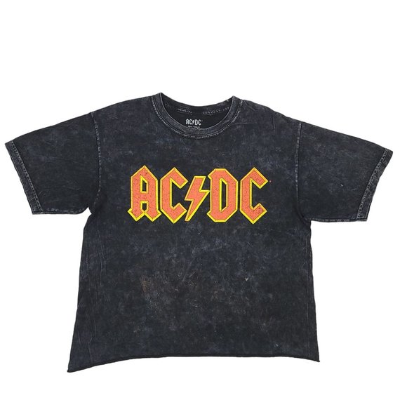 ACDC Graphic T Shirt Cropped Hem Grunge Distressing Adult M Short Sleeve AC/DC - Picture 1 of 6